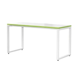 Bureau Blanc MT1 Elégance L120xP67 Plateau Anis et Piétement Blanc