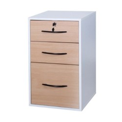 Classeur de bureau 3 tiroirs blanc-hetre