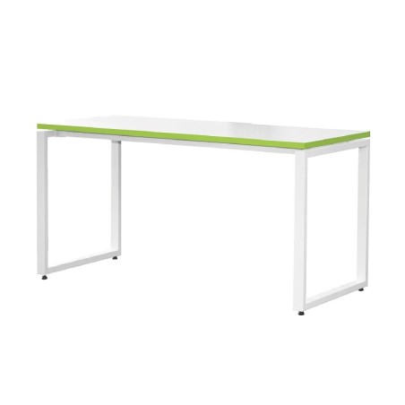 Bureau Blanc MT1 Elégance L120xP67 Plateau Anis et Piétement Blanc