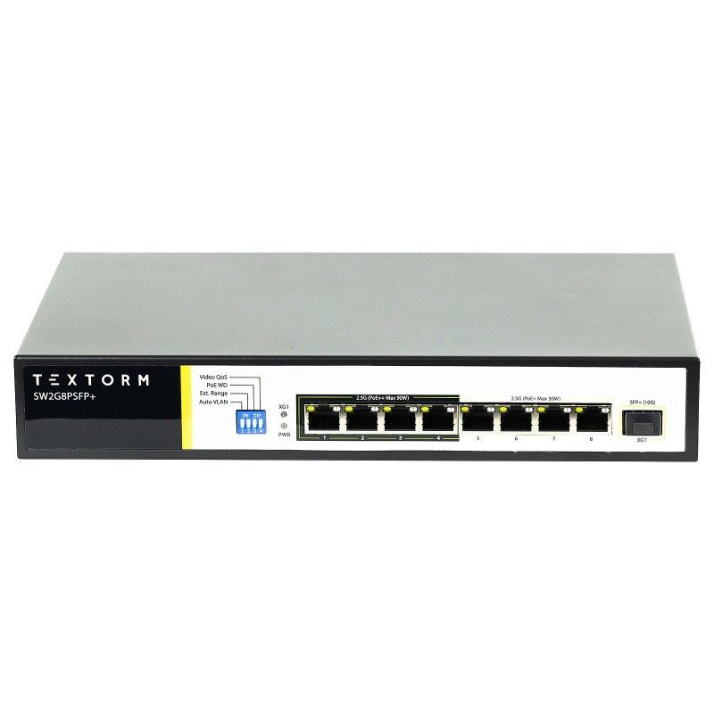 TEXTORM Switch 8 ports 2.5 GbE 4 ports PoE+ et 4 port PoE++ avec SFP+ 10G