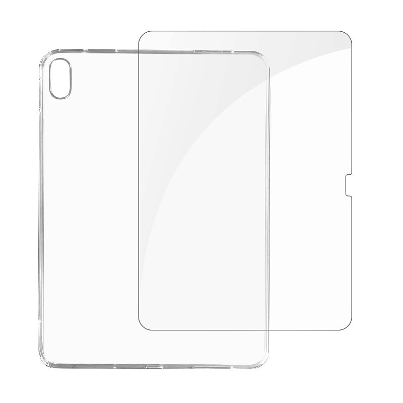 Avizar Coque pour iPad 10 2022 Silicone Souple et Film Verre Trempé 9H Transparent