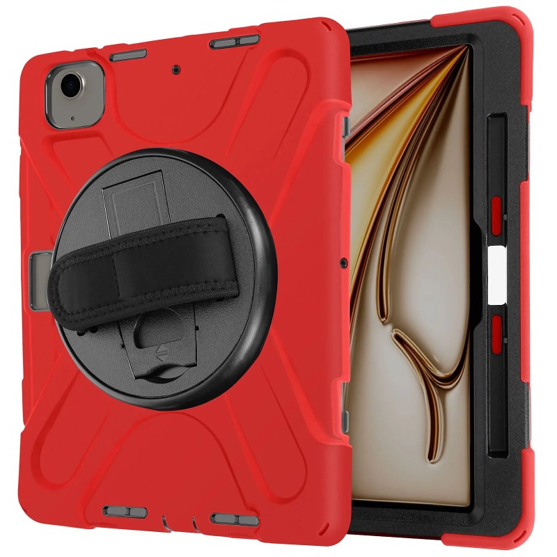 Avizar Coque pour iPad Air 13 2024 Antichoc avec Poignée Support et Sangle Rouge