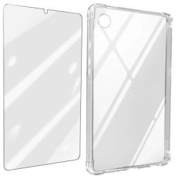 Avizar Coque pour Samsung Galaxy Tab A9 Plus Silicone Gel Souple avec Verre Trempé Dureté 9H Transparent