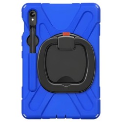 Avizar Coque pour Samsung Galaxy Tab S9 Antichoc Bi matière Poignée Rotative Support bleu et noir