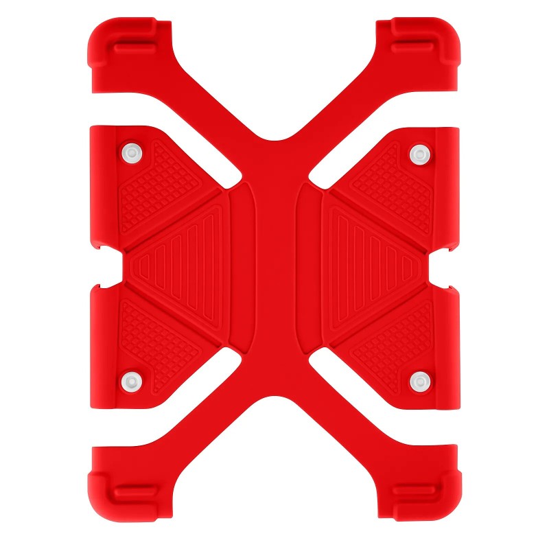 Avizar Coque pour tablette 8.9 à 12 pouces Universel Silicone Gel Bumper Fonction support rouge