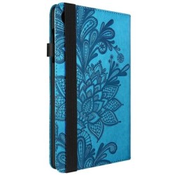 Avizar Étui Portefeuille pour Lenovo Tab M8 Gen 4 avec Fermeture Élastique et Motif Floral Bleu