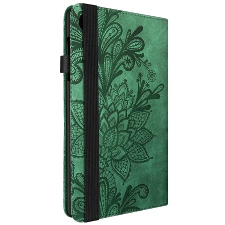 Avizar Étui Portefeuille pour Lenovo Tab M8 Gen 4 avec Fermeture Élastique et Motif Floral Vert