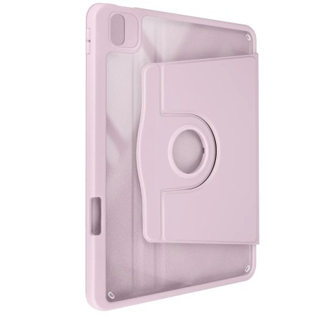 Avizar Étui pour iPad Air 11 2024 Clapet Support Rotatif avec Protège Caméra Rose Poudré