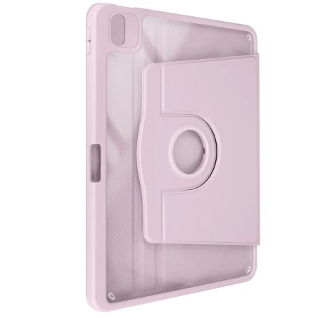 Avizar Étui pour iPad Air 13 2024 Clapet Support Rotatif avec Protège Caméra Rose Poudré