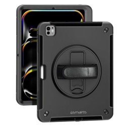 4smarts Coque pour iPad Pro 13 2024 Bi-matière Antichoc Poignée Béquille Noir