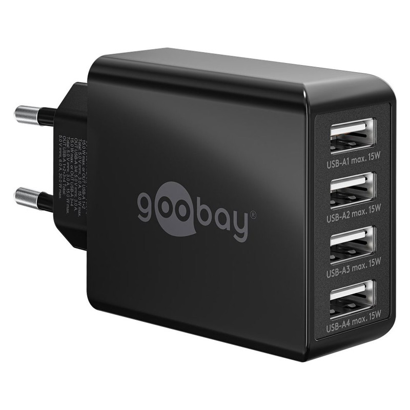 Goobay Chargeur multiport USB-A 30 W (Noir)