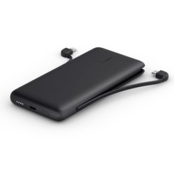 Belkin Batterie externe 10K avec câbles intégrés lightning et USB-C noir