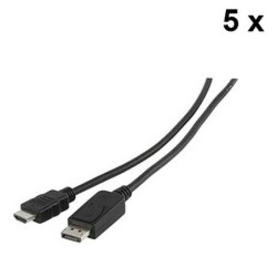 Lot de 5x Cordons DisplayPort mâle / HDMI mâle (1.8 mètre)