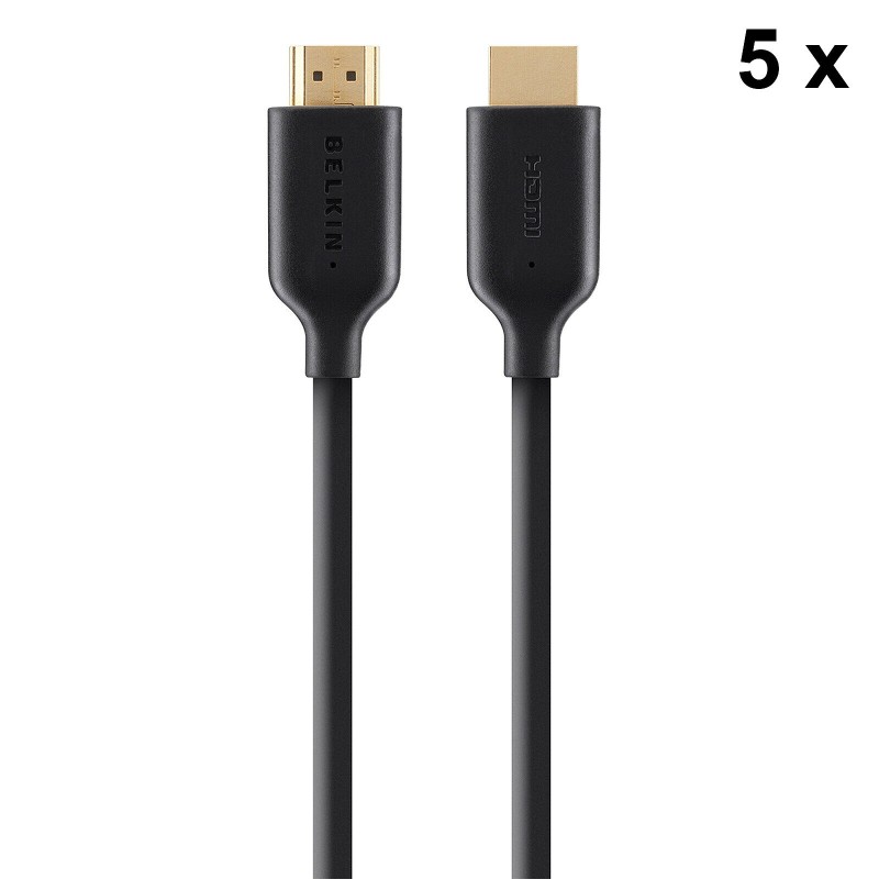 Belkin Lot de 5x câbles HDMI 2.0 Premium Gold avec Ethernet - 1 m