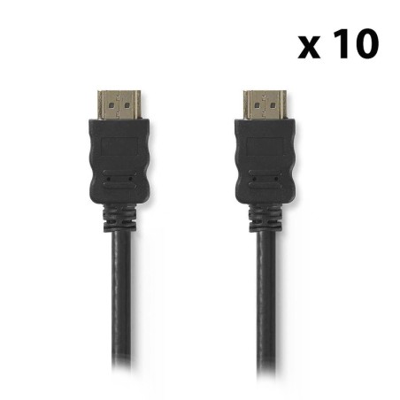 Nedis Lot de 10 câbles HDMI haute vitesse avec Ethernet Noir (2 mètres)