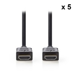 Nedis Lot de 5x câbles HDMI haute vitesse avec Ethernet Noir (1.5 mètre)