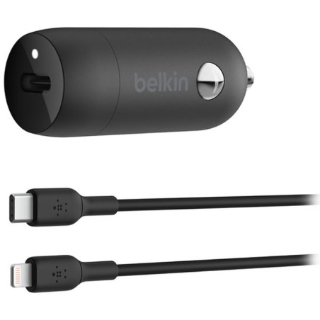 Belkin Chargeur 30W pour allume-cigare avec câble USB-C vers Lightning (noir)