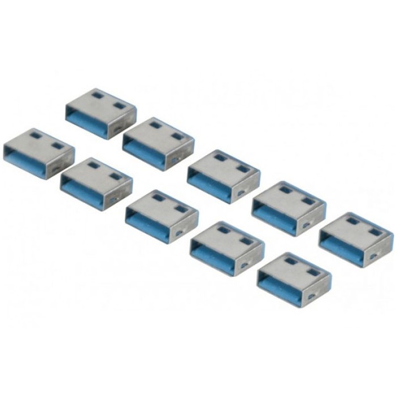 Bouchons de verrouillage pour 10 ports USB (bleu)