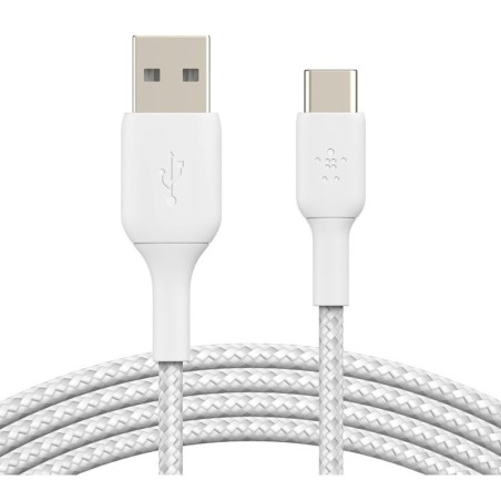 Belkin Câble USB-C vers USB-A tressé (Blanc) - 15 cm