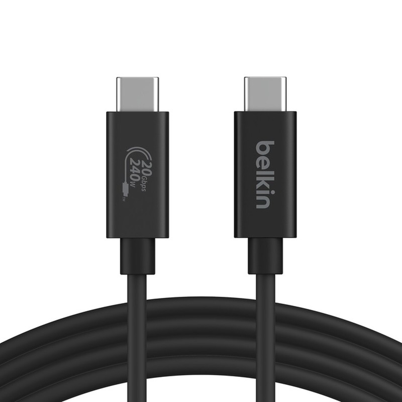 Belkin Câble USB4 20 Gbps USB-C vers USB-C - 240 W - 4K - Mâle/Mâle (noir) - 2 m