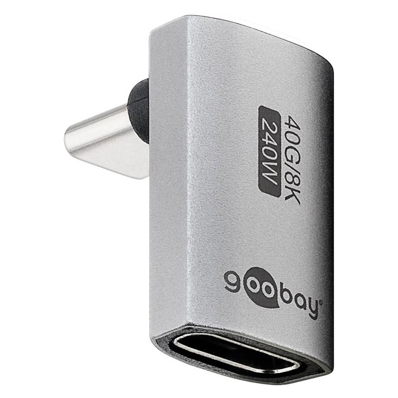 Goobay Adaptateur USB-C Mâle vers USB-C Femelle coudé à 90° Long