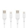 Belkin Pack de 2 Câbles USB-A vers Lightning MFI (blanc) - 1 m