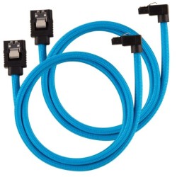 Corsair Câbles SATA Gainés Droits/Coudés 60 cm (coloris bleu)