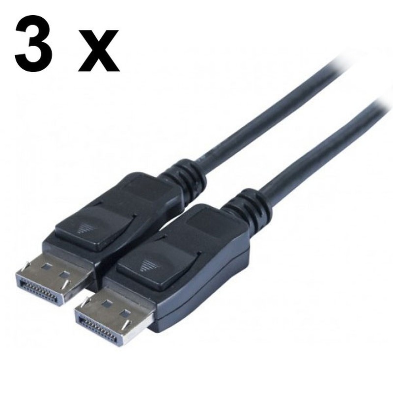 Lot de 3x Cordons DisplayPort 1.2 mâle/mâle (2 mètres)