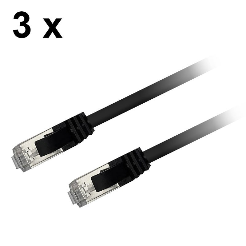 Textorm Lot de 3x Câbles RJ45 CAT 6 FTP - mâle/mâle - 3 m - Noir