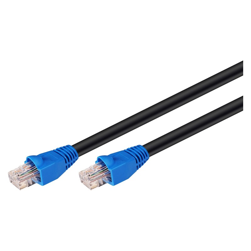 Câble RJ45 étanche catégorie 6 U/UTP 15 m (Bleu et Noir)