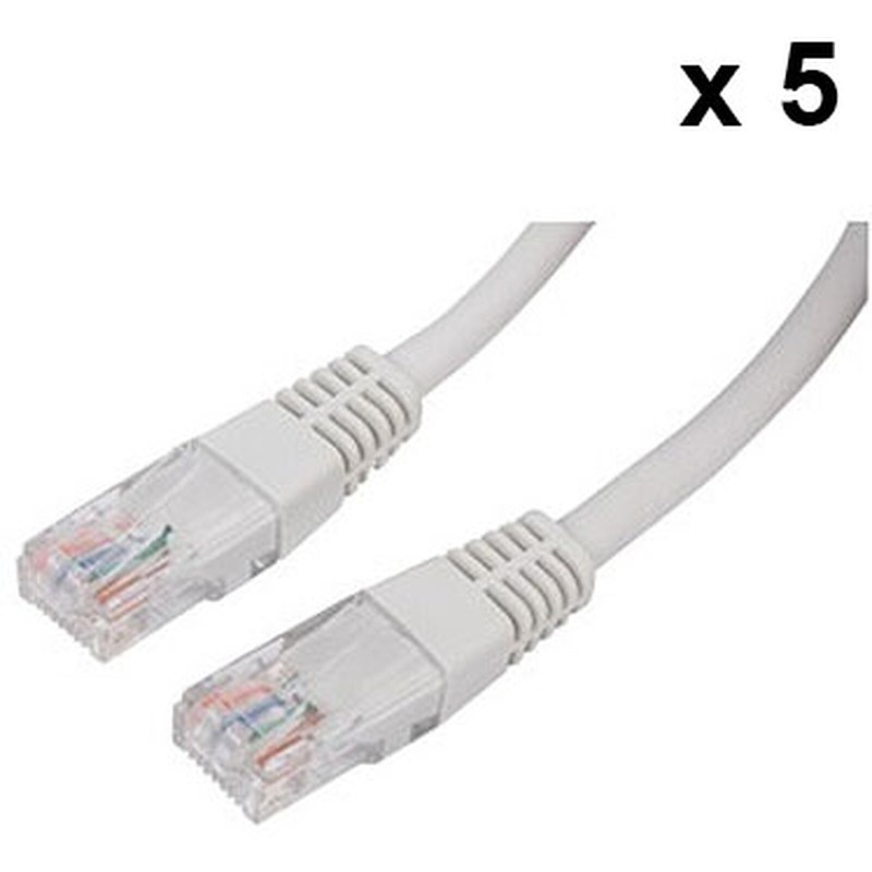 Lot de 5x câbles RJ45 catégorie 5e UTP 5 m (Beige)