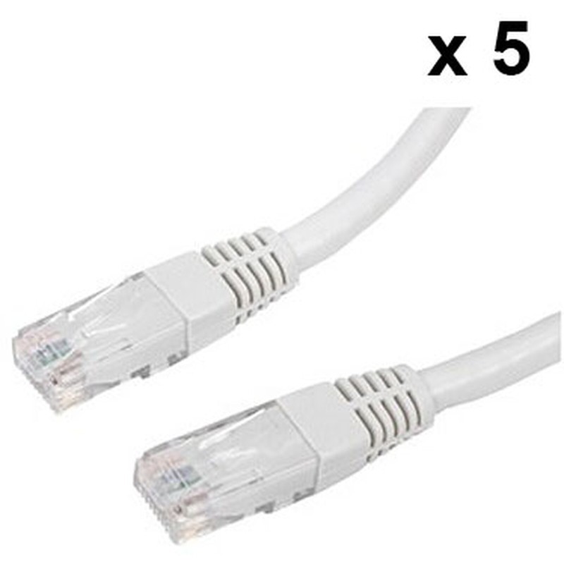 Lot de 5x Câbles RJ45 catégorie 6 U/UTP 3 m (Beige)