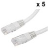 Lot de 5x Câbles RJ45 catégorie 6 U/UTP 3 m (Beige)