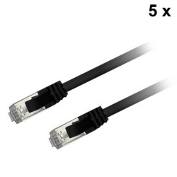 Textorm Lot de 5x Câbles RJ45 CAT 6 FTP - mâle/mâle - 0.2 m - Noir