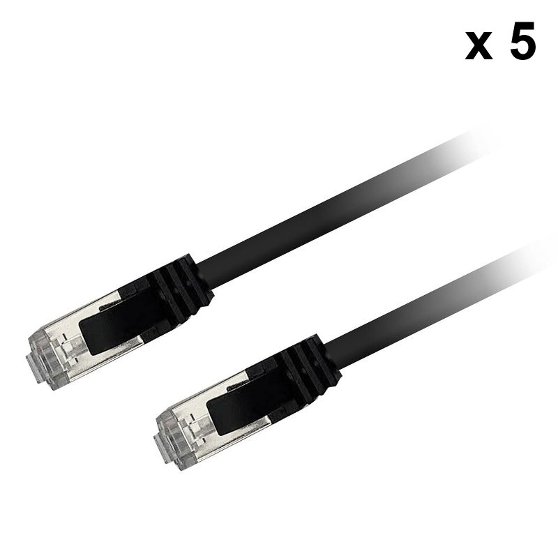 Textorm Lot de 5x Câbles RJ45 CAT 6 FTP - mâle/mâle - 0.5 m - Noir