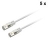 Textorm Lot de 5x Câbles RJ45 CAT 6 FTP - mâle/mâle - 1 m - Blanc