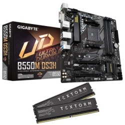 Gigabyte B550M DS3H + Textorm 16 Go (2 x 8 Go ) DDR4 3600 MHz CL18