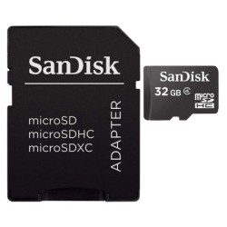 SanDisk Carte mémoire microSDHC 32 Go + Adaptateur SD