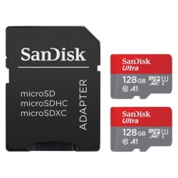 SanDisk Ultra microSD UHS-I U1 128 Go 140 Mo/s (x2) + Adaptateur SD