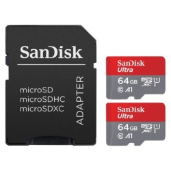 SanDisk Ultra microSD UHS-I U1 64 Go 140 Mo/s (x2) + Adaptateur SD