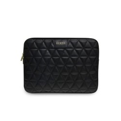 Guess Housse pour Ordinateur Portable 13 Pouces Quilted avec Poche Arrière Zippée Noir