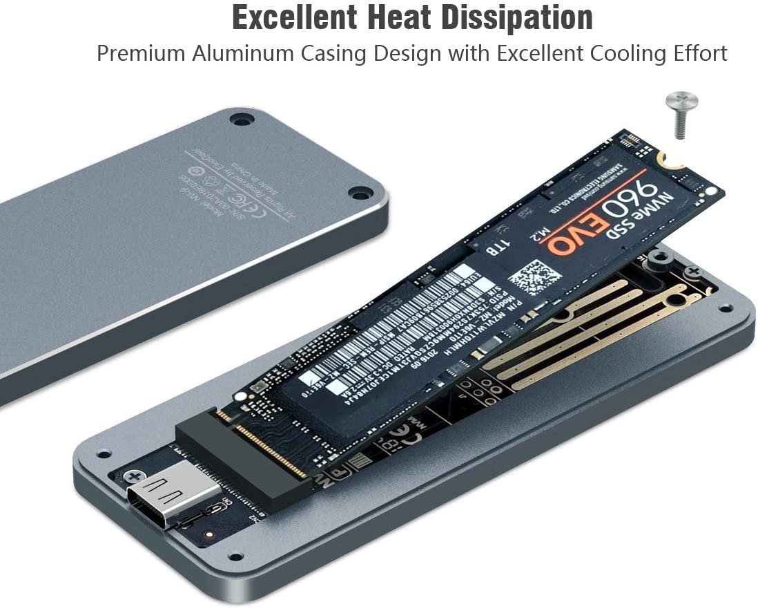 NVMe PCIe M.2 SSD vers USB 3.1 Gen2 Boîtier Externe de Adaptateur - 10Gbps  Aluminium Dissipateur Adapter pour Disque Dur de 2280 PCI-E M2 M-Key NGFF
