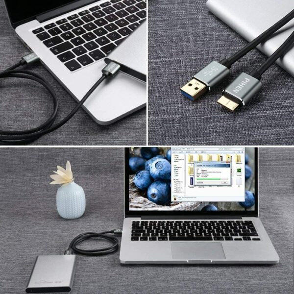 Micro B Câble, Câble et de synchronisation USB 3.0 à Micro USB 3.0 avec connecteur en aluminium POUR Disque dur externe Samsung Galaxy S5 (0.5m)