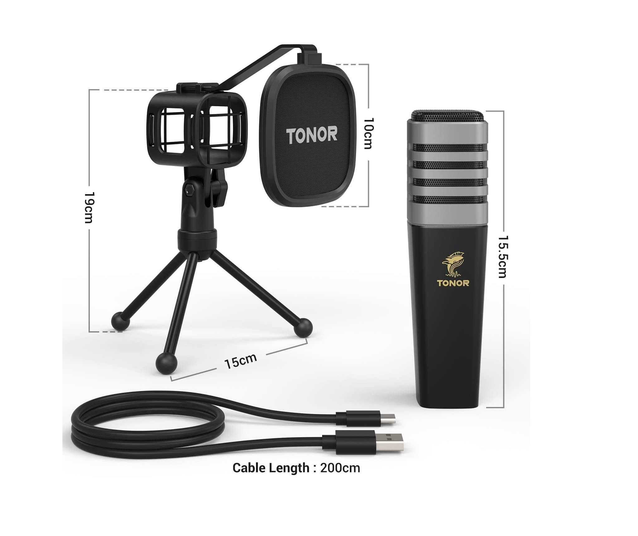 TONOR Microphone USB à Cardioïde Condensateur pour PC Micro avec Trépied et  Filtre Anti-Pop pour Enregistrement Vocal et Musical, Podcasting,  Streaming, Gaming pour Ordinateur Windows Laptop : : Instruments  de musique et