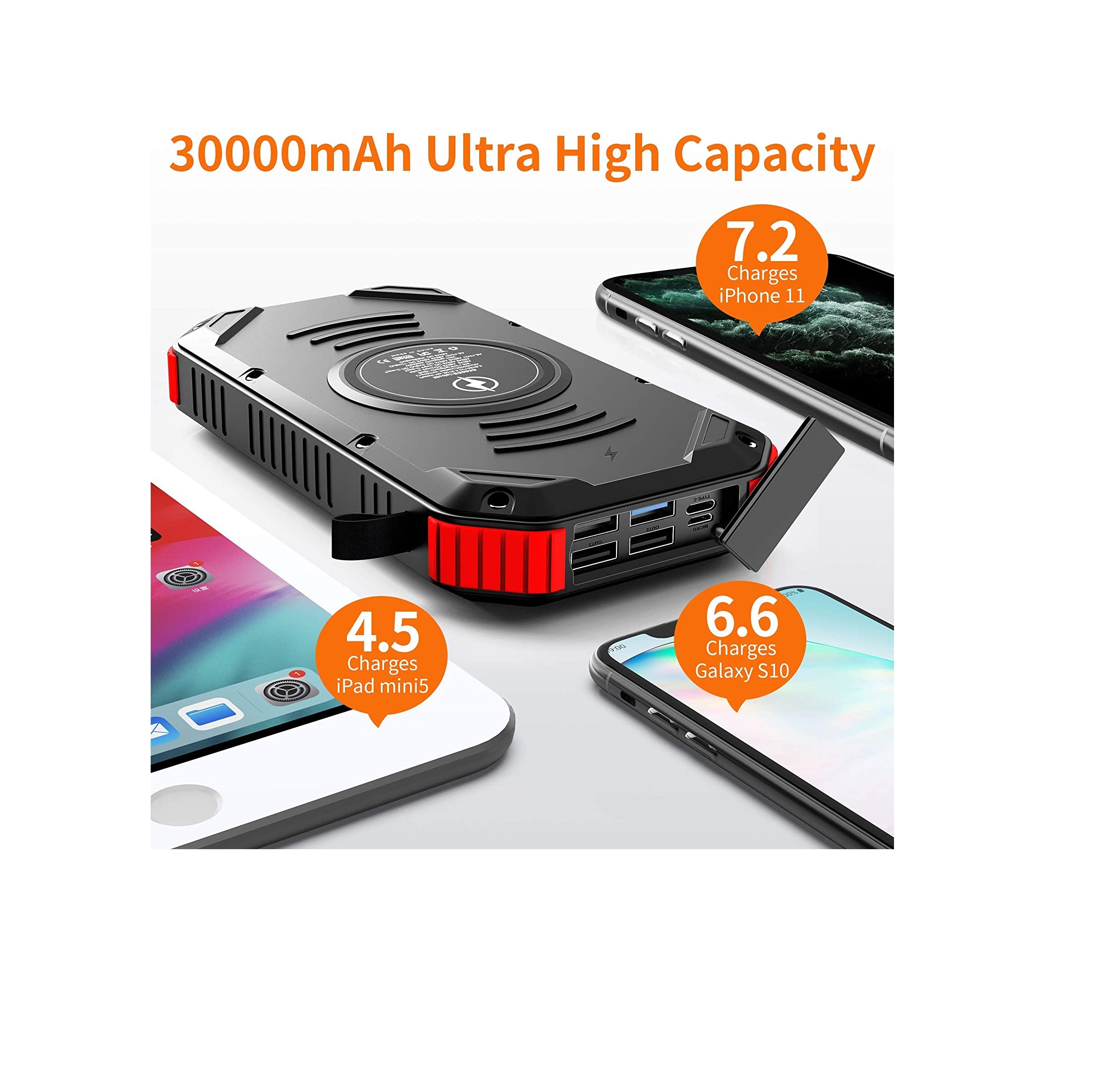 30000mAh Batterie Externe Solaire Secours Chargeur Portable Universel USB Cen...