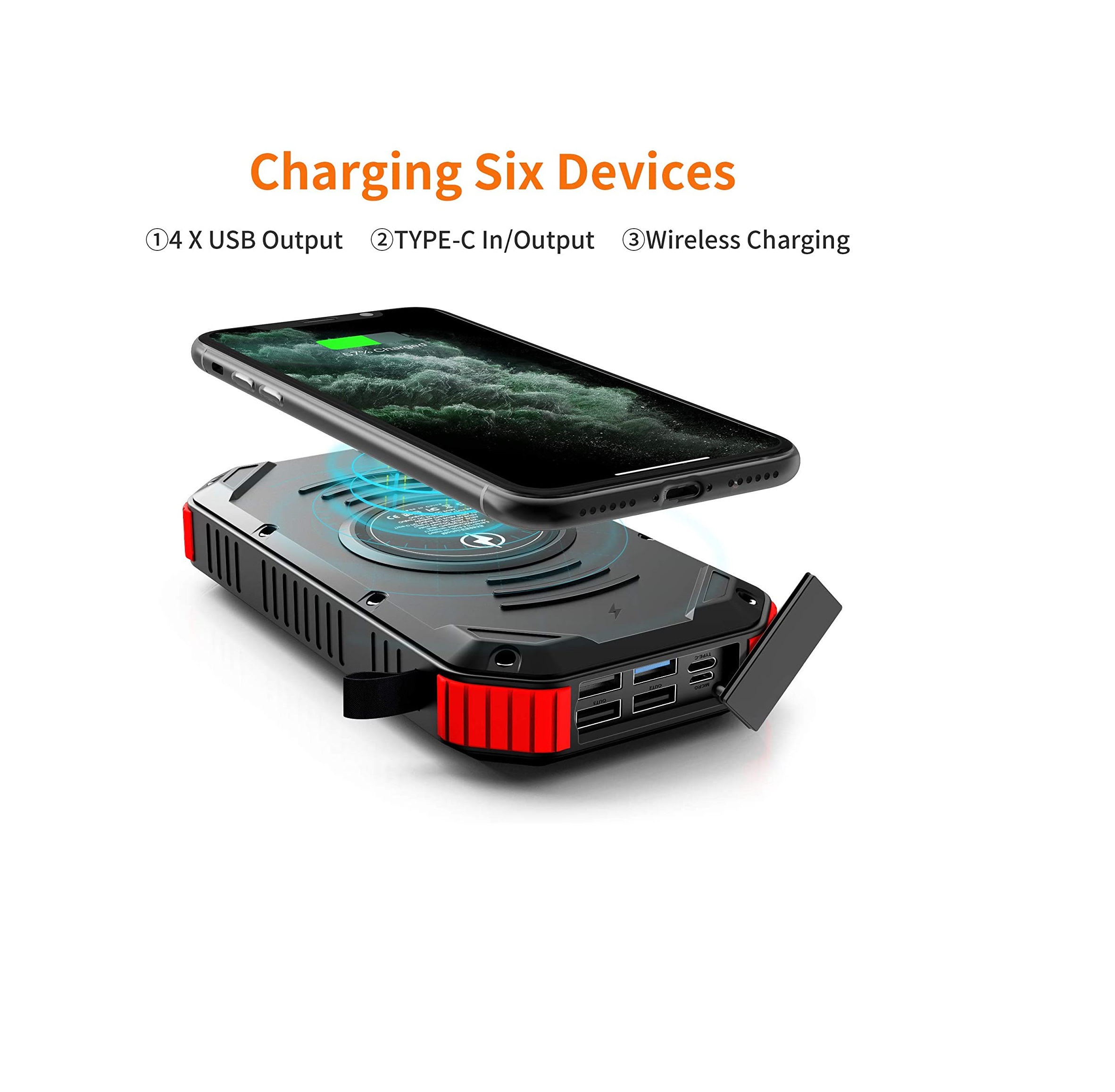 30000mAh Batterie Externe Solaire Secours Chargeur Portable Universel USB Cen...